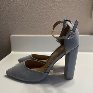 Elegant Gray Block Heel Women's Shoes